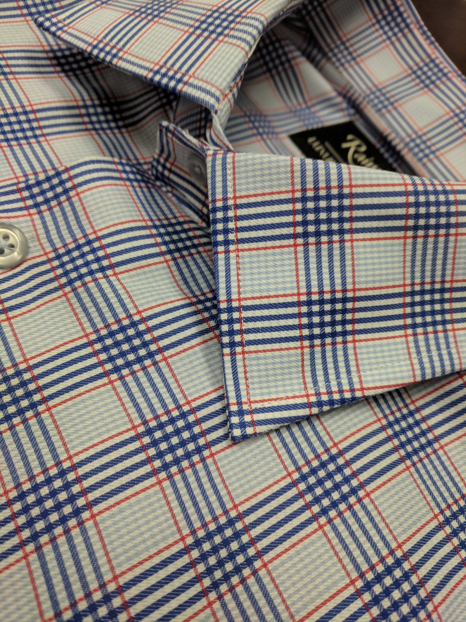 Rainwater's 100% Cotton Red and Blue Plaid Slim Fit Dress Shirt - Rainwater's Men's Clothing and Tuxedo Rental