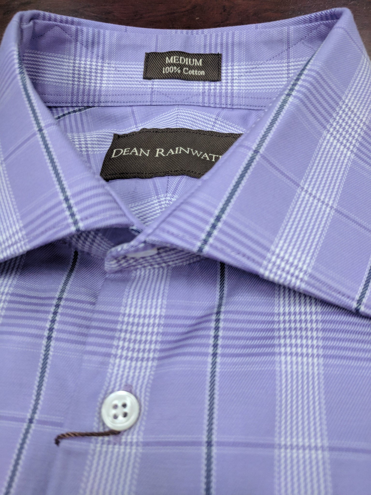 Purple Plaid Spread Collar Dress Shirt in 120's Two Ply 100% Cotton by Dean Rainwater - Rainwater's Men's Clothing and Tuxedo Rental