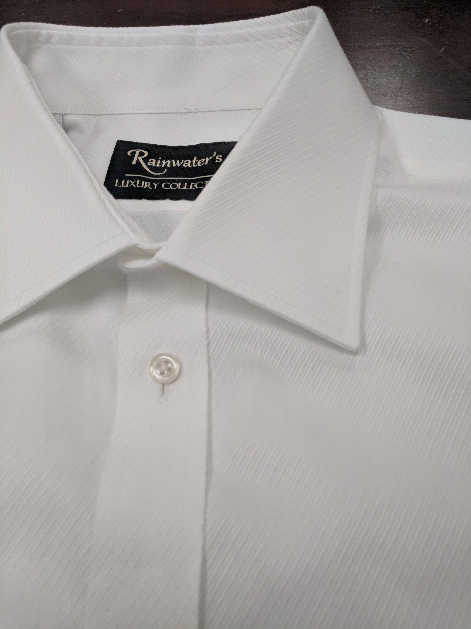 Rainwater's Luxury White Twill French Cuff Dress Shirt - Rainwater's Men's Clothing and Tuxedo Rental