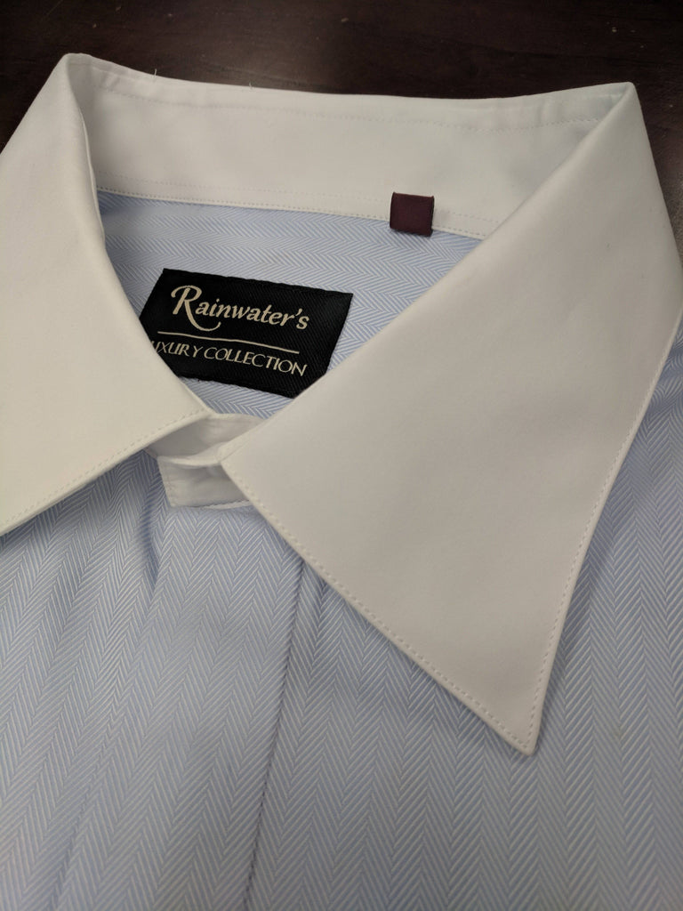 herringbone french cuff dress shirt Reynolds Contemporary French Cuff Herringbone Shirt 14.5-S / White