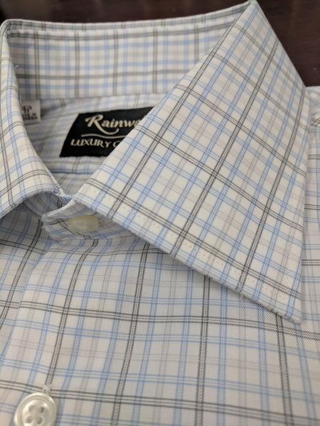 Rainwater's Blue Silver Tattersall Luxury Collection Dress Shirt - Rainwater's Men's Clothing and Tuxedo Rental