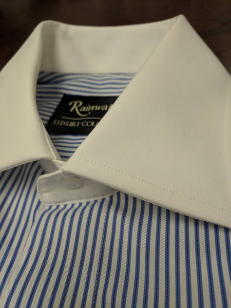 Rainwater's Blue Stripe with Contrast Collar and Cuffs - Rainwater's Men's Clothing and Tuxedo Rental