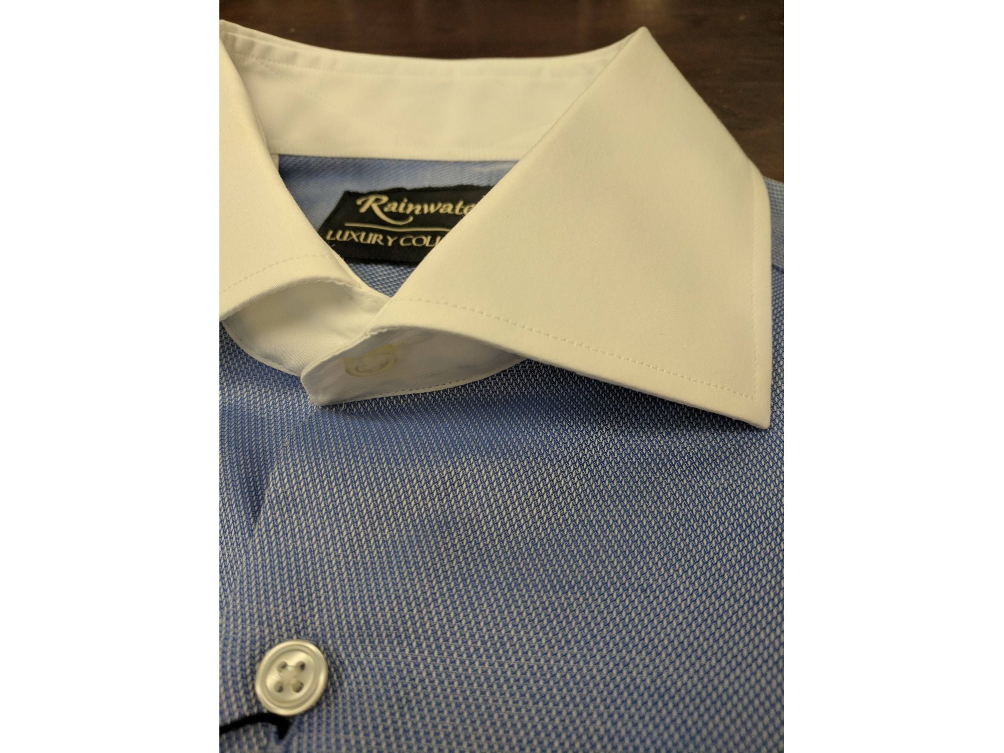 Rainwater's 100% Cotton Blue Royal Oxford Dress Shirt with Contrast Collar 