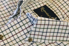 Ivory with Multi Color Tattersall Check Button Down in Cotton & Wool by Rainwater's - Rainwater's Men's Clothing and Tuxedo Rental