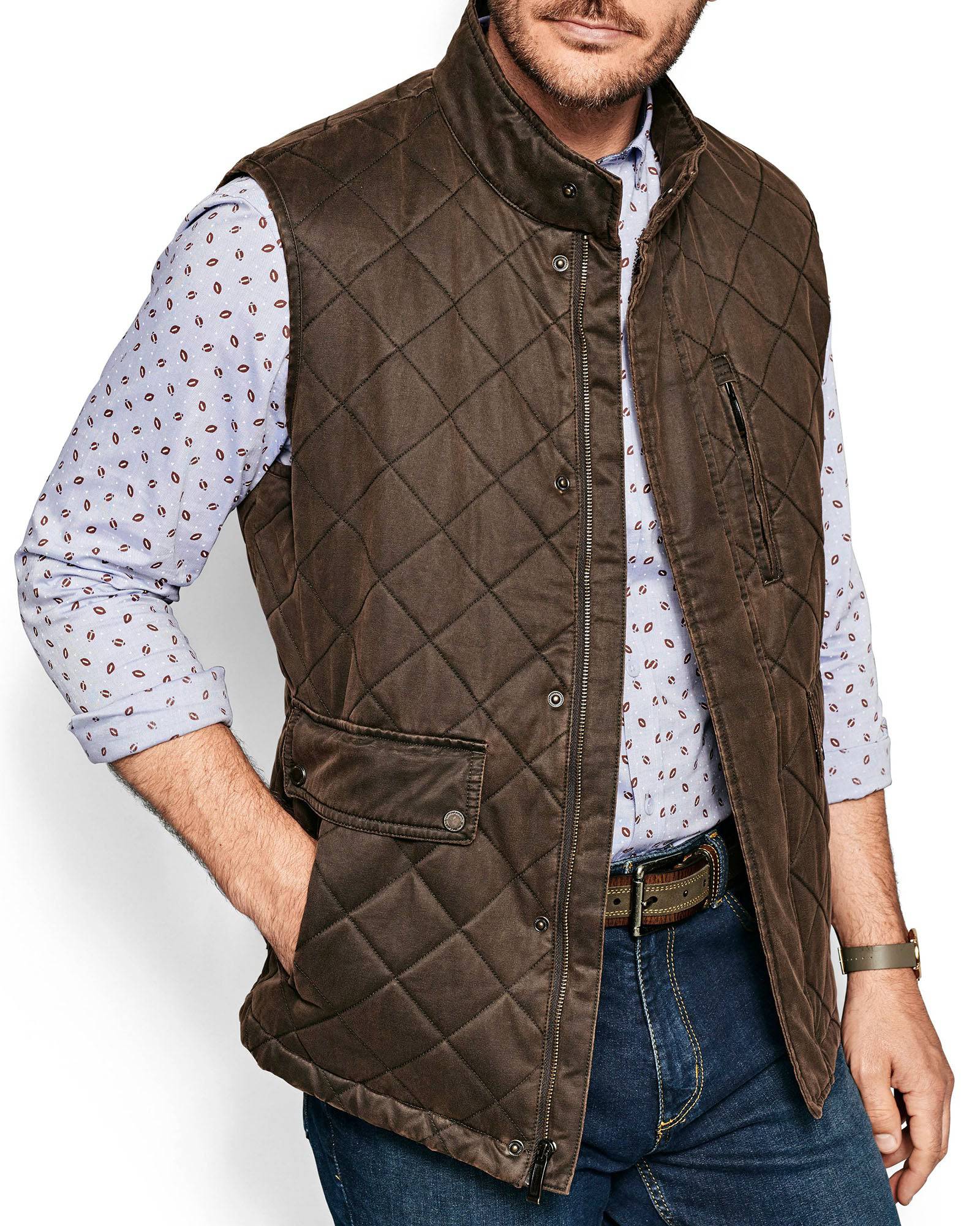 Mens Brown Quilted Vest Buy Mens Nathan Reversible Vest Online