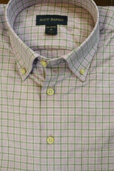 Lavender with Grey Check Button Down Shirt by Scott Barber - Rainwater's Men's Clothing and Tuxedo Rental