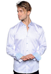 Light Blue Tiny Circle Neat Print Sport Shirt - Rainwater's Men's Clothing and Tuxedo Rental