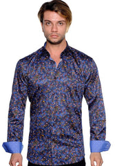 Navy With Multi-Colored Paisley Sport Shirt - Rainwater's Men's Clothing and Tuxedo Rental