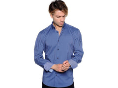 Deep Blue Dot Print Sport Shirt - Rainwater's Men's Clothing and Tuxedo Rental