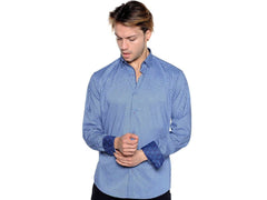 Light Blue & Navy Neat Sport Shirt - Rainwater's Men's Clothing and Tuxedo Rental