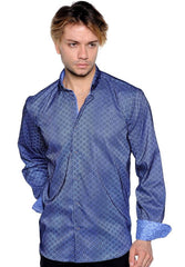 French Blue Circle Print Sport Shirt - Rainwater's Men's Clothing and Tuxedo Rental