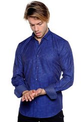 Navy With Tonal Dot Sport Shirt - Rainwater's Men's Clothing and Tuxedo Rental