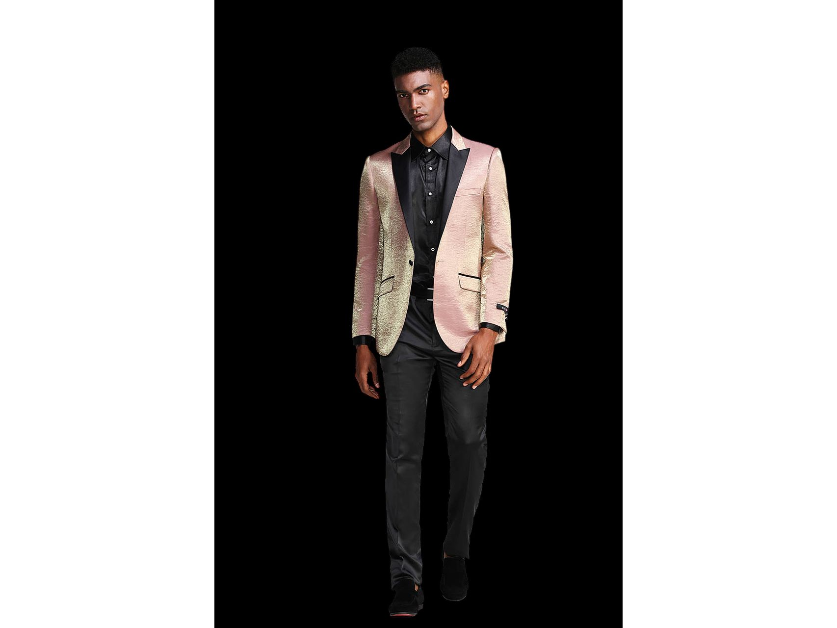 【送料&関税込】Golden Laureen Boyfriend Tuxedo Jacket Rose Gold Luster Peak lapel Dinner Jacket Tuxedo Rental
