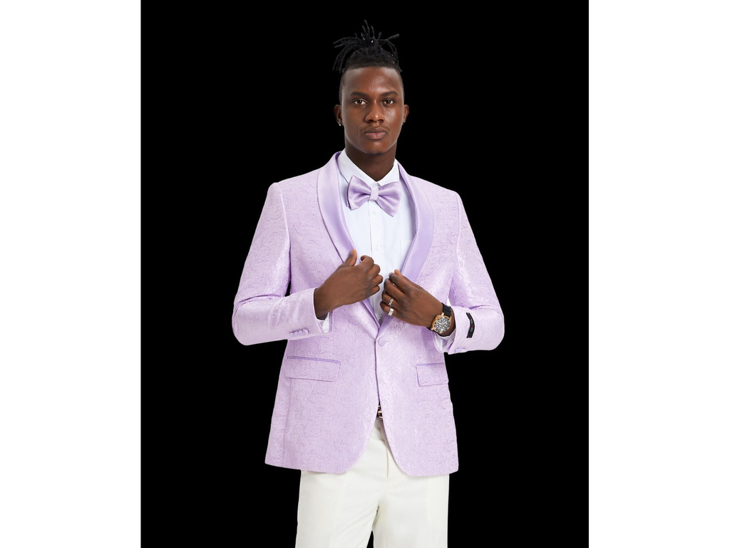 Lavender Solid Textured Shawl lapel Dinner Jacket Tuxedo Rental