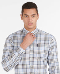 Barbour Highland Check 26 Light Blue and Khaki Long Sleeve Button Down Collar Tailored Fit Shirt - Rainwater's Men's Clothing and Tuxedo Rental