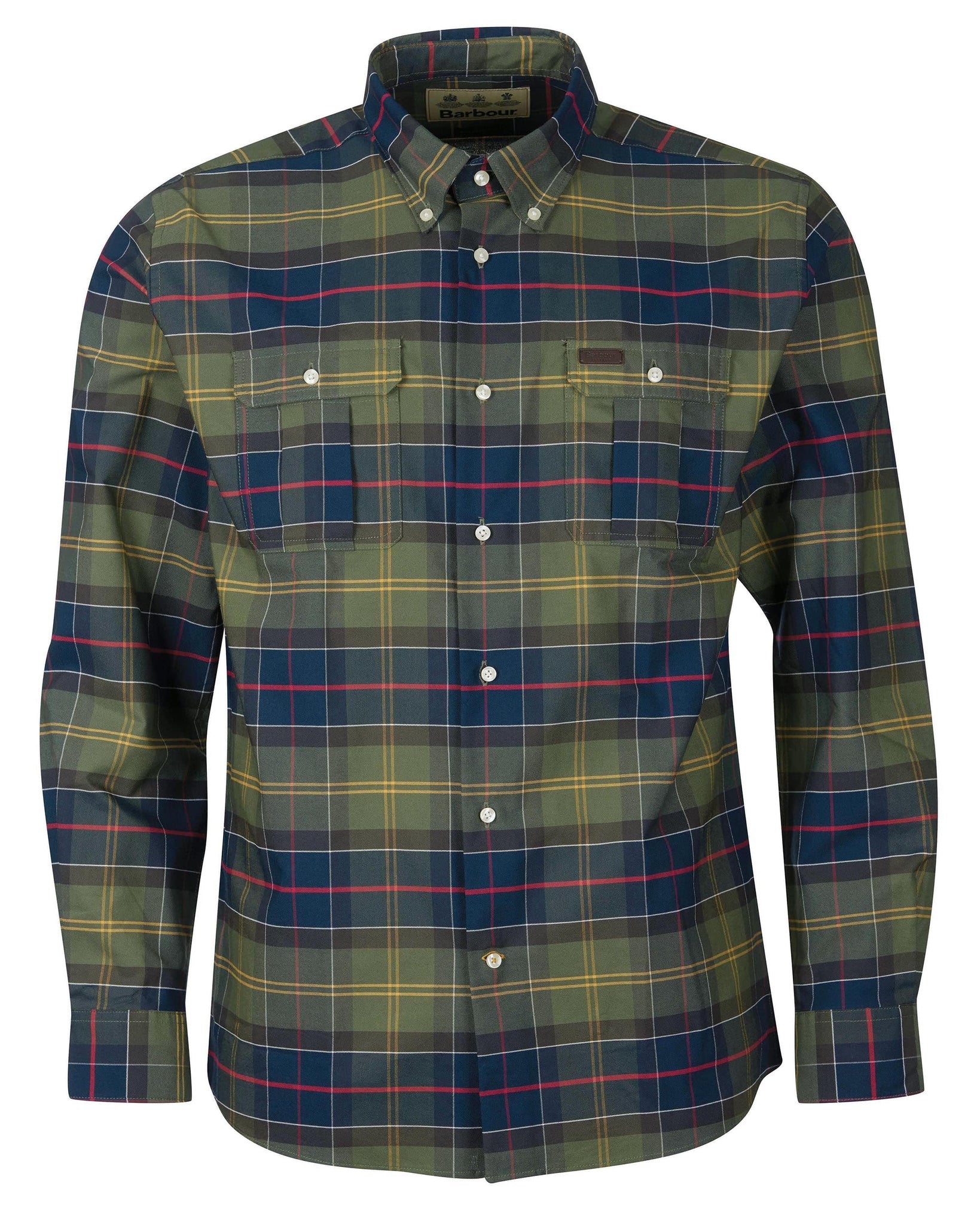 Barbour Fulton Coolmax Performance Buttondown Collar Shirt In Classic Olive Plaid - Rainwater's Men's Clothing and Tuxedo Rental