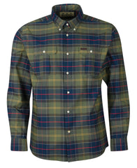 Barbour Fulton Coolmax Performance Buttondown Collar Shirt In Classic Olive Plaid - Rainwater's Men's Clothing and Tuxedo Rental