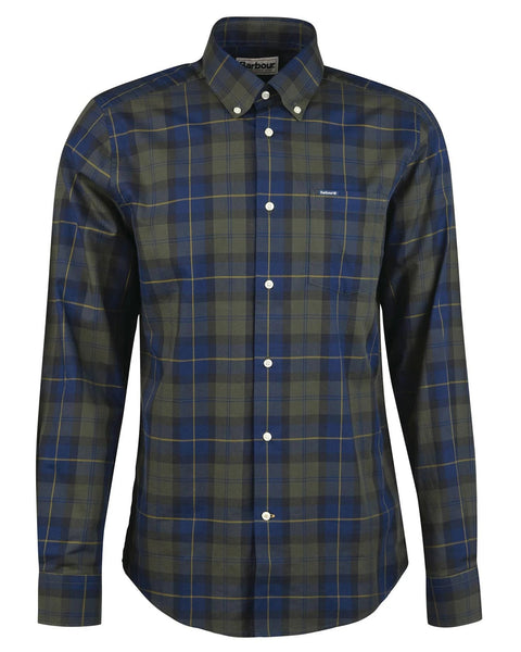 Barbour Wetheram Olive Night Tartan Plaid Button Down Collar Shirt in Tailored Fit - Rainwater's Men's Clothing and Tuxedo Rental