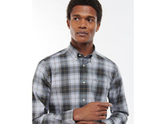 Barbour Wetheram Grey & Camel Tartan Plaid Button Down Collar Shirt in Tailored Fit - Rainwater's Men's Clothing and Tuxedo Rental
