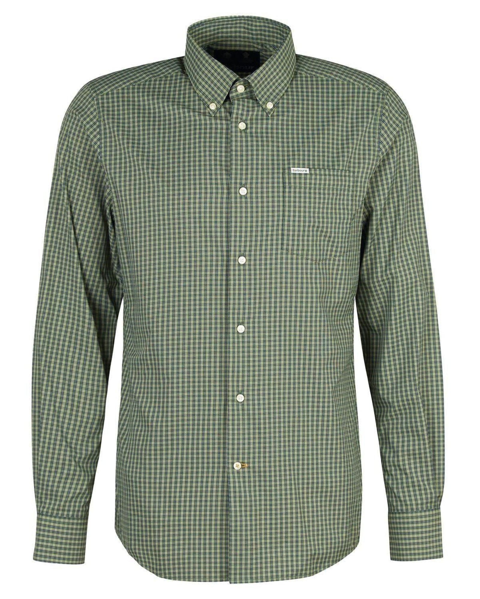 -Rainwater's -Barbour - Sport Shirt - Barbour Grove Long-Sleeved Tailored Button-down Performance Shirt in Olive -