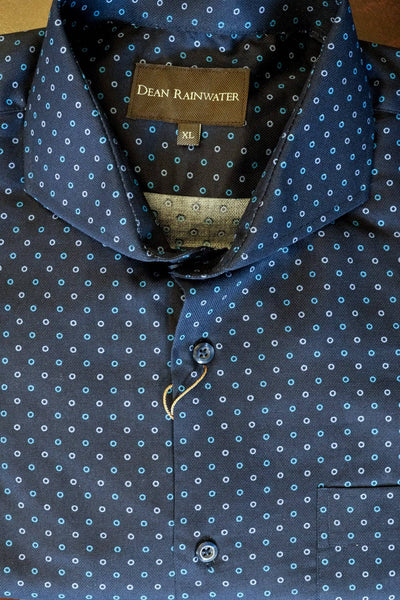 Navy Circle Dot Cotton Cutaway Collar by Dean Rainwater - Rainwater's Men's Clothing and Tuxedo Rental