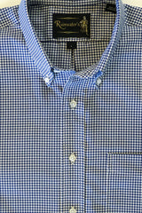 Navy Gingham Check Oxford Cloth Wrinkle Free Sport Shirt by Rainwater's - Rainwater's Men's Clothing and Tuxedo Rental