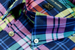 Navy, Teal & Lilac Plaid Button Down Shirt by Scott Barber - Rainwater's Men's Clothing and Tuxedo Rental