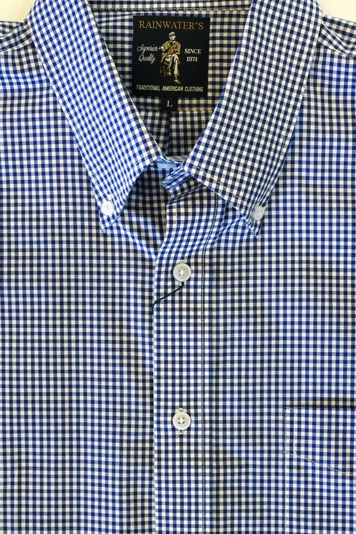 Navy & White Gingham Button Down Sport Shirt by Rainwater's - Rainwater's Men's Clothing and Tuxedo Rental