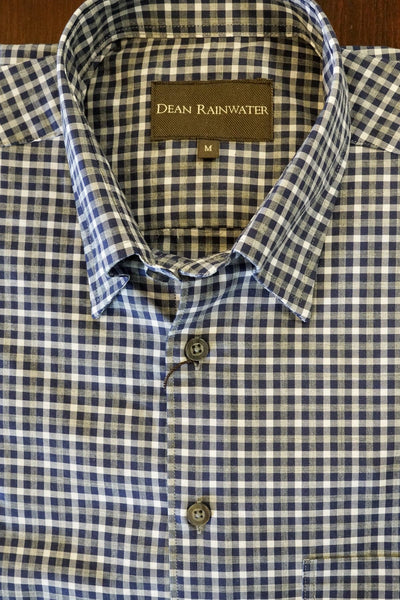 Navy and Grey Small Check Hidden Button Down by Dean Rainwater - Rainwater's Men's Clothing and Tuxedo Rental