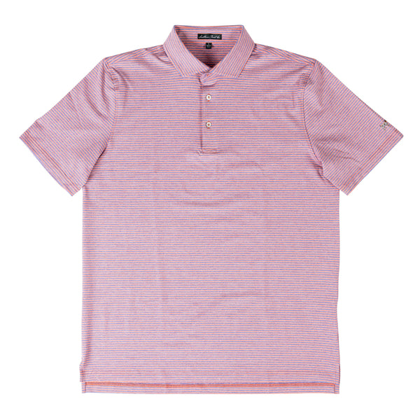 Southern Point Classic Heathered Stripe Polo In Blue Red