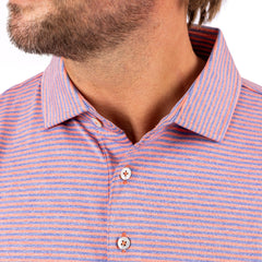 Southern Point Classic Heathered Stripe Polo In Blue Red