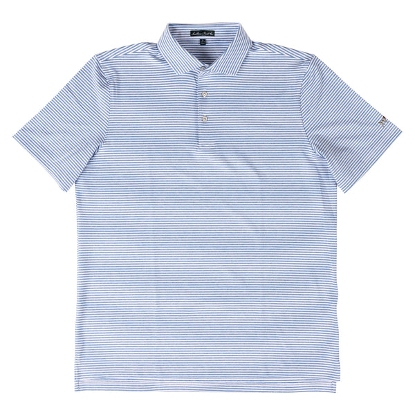 Southern Point Classic Heathered Stripe Polo In Navy White