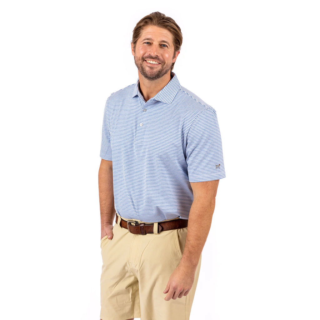 Southern Point Classic Heathered Stripe Polo In Navy White XXL