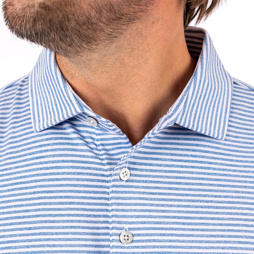 Southern Point Classic Heathered Stripe Polo In Navy White XXL Southern Point Classic Heathered Stripe Polo In Navy White XXL