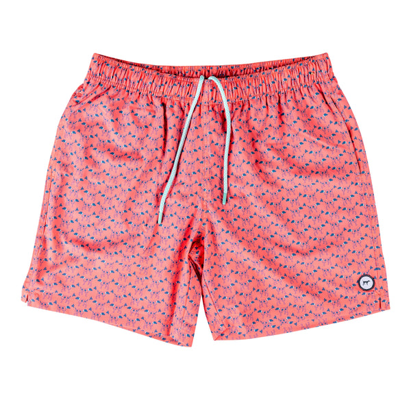 Southern Point Greyton Pattern Swim Trunks In Coral