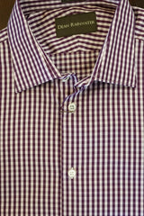 Plum Check Cotton Spread Collar by Dean Rainwater - Rainwater's Men's Clothing and Tuxedo Rental
