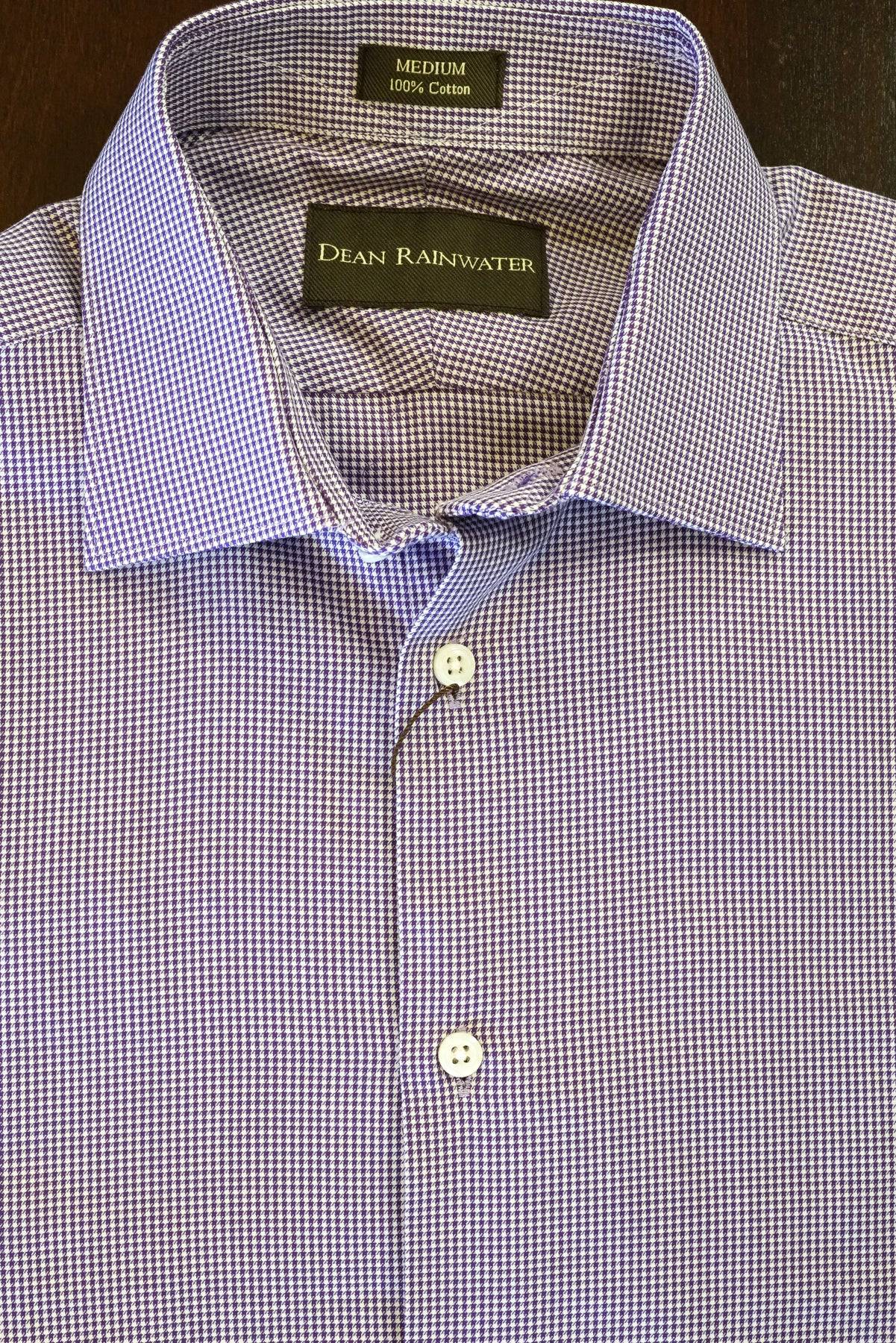 Purple Tiny Houndstooth Cotton Spread Collar by Dean Rainwater - Rainwater's Men's Clothing and Tuxedo Rental