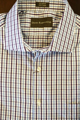 Purple and Blue Check Cotton Twill Spread Collar by Dean Rainwater - Rainwater's Men's Clothing and Tuxedo Rental