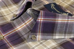 Purple and Tan Plaid Button Down in Cotton & Wool by Rainwater's - Rainwater's Men's Clothing and Tuxedo Rental