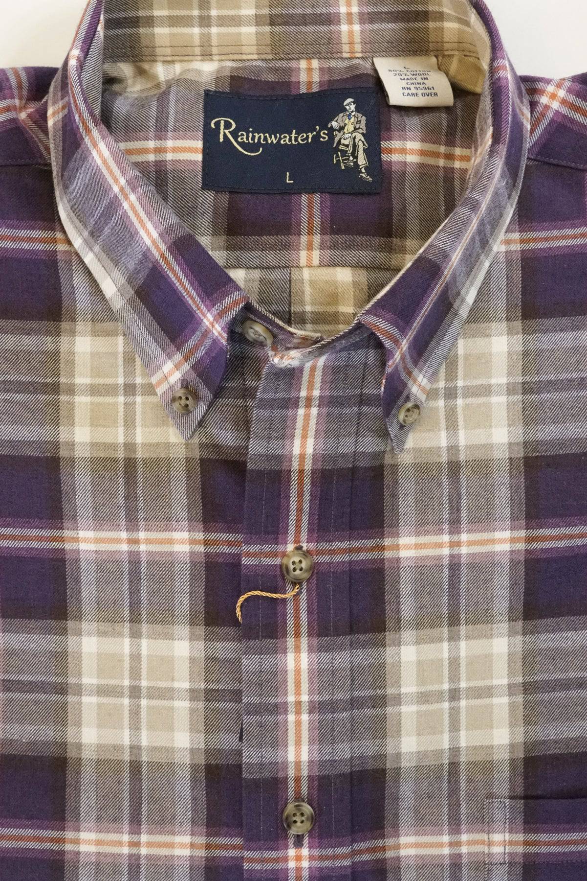 Purple and Tan Plaid Button Down in Cotton & Wool by Rainwater's - Rainwater's Men's Clothing and Tuxedo Rental