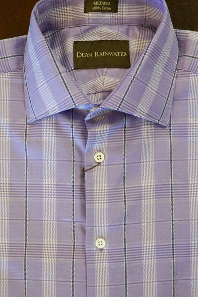 Purple and White with Black Plaid Cotton Spread Collar by Dean Rainwater - Rainwater's Men's Clothing and Tuxedo Rental