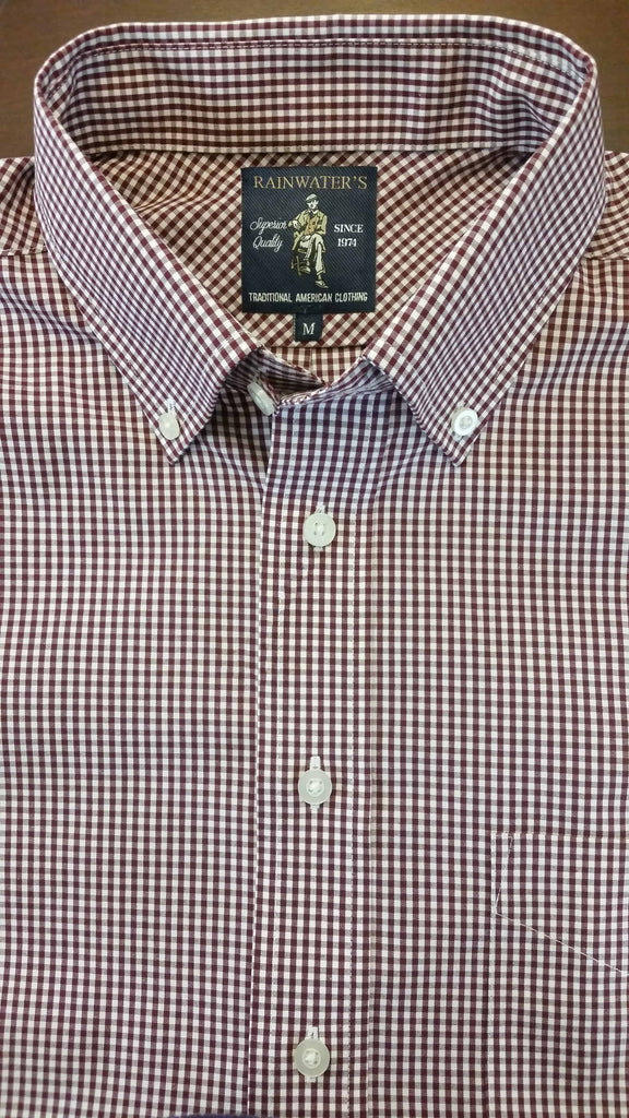 burgundy gingham dress shirt Burgundy Gingham Cotton Shirt Dress - Mini Dresses