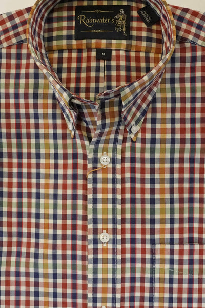 Red Navy & Khaki Plaid Twill Wrinkle Free Button Down Sport Shirt by Rainwater's - Rainwater's Men's Clothing and Tuxedo Rental
