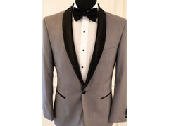 Silver With Black Shawl Dinner Jacket Tuxedo Rental - Rainwater's Men's Clothing and Tuxedo Rental