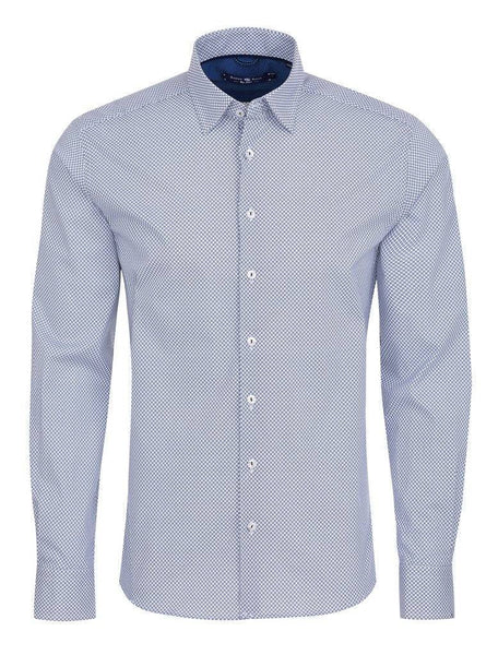 Stone Rose Geometric Print Long Sleeve Shirt In White - Rainwater's Men's Clothing and Tuxedo Rental