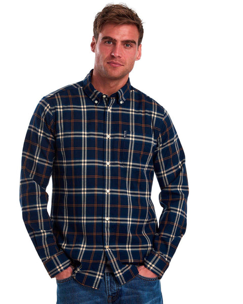 Barbour Highland Check 20 Tailored Fit Button down Collar In Blue - Rainwater's Men's Clothing and Tuxedo Rental