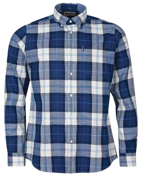 Barbour Indigo 9 Tailored Fit Buttondown Collar Plaid Shirt in Indigo - Rainwater's Men's Clothing and Tuxedo Rental