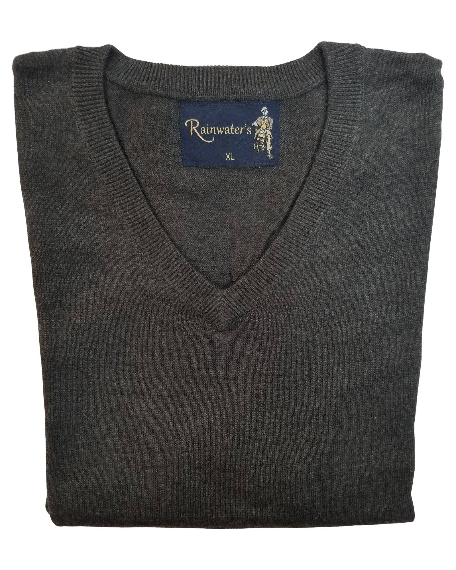V-Neck Sweater Vest Cotton Blend in Charcoal - Rainwater's Men's Clothing and Tuxedo Rental