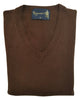 V-Neck Sweater Cotton Blend in Brown - Rainwater's Men's Clothing and Tuxedo Rental