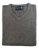 V-Neck Sweater in Grey 100% Cashmere - Rainwater's Men's Clothing and Tuxedo Rental